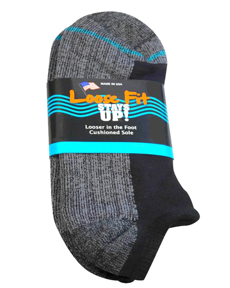 Extra Wide Sock Extra Wide No Show Loose Fit/Stays Up-Black