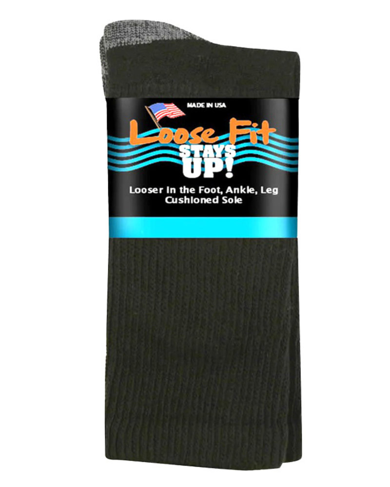 Extra Wide Sock Extra Wide Crew Loose Fit/Stays Up-Black