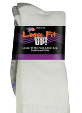 Extra Wide Sock Extra Wide Crew Loose Fit/Stays Up-White