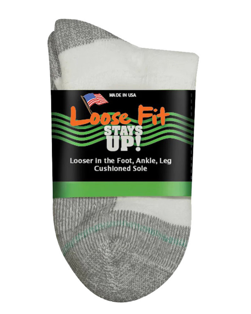 Extra Wide Sock Extra Wide Quarter Loose Fit/Stays Up-White