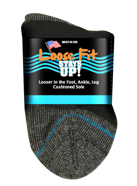 Extra Wide Sock Extra Wide Quarter Loose Fit/Stays Up-Black