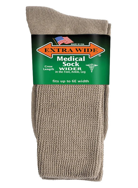 Extra Wide Sock Extra Wide Crew Length Medical-Tan