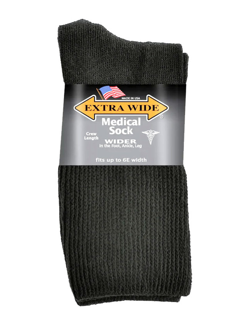 Extra Wide Sock Extra Wide Crew Length Medical-Black