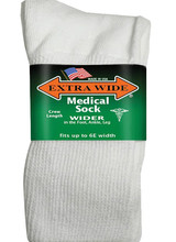 Extra Wide Sock Extra Wide Crew Length Medical-White