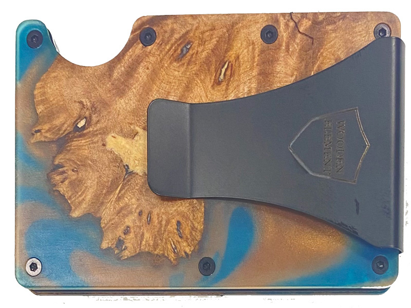 Wood Resin Smart Wallet-Blue/Gold - Hensley's Big and Tall