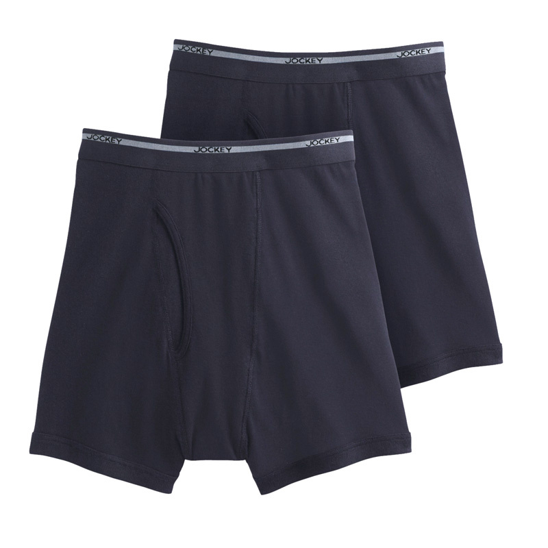 Jockey Classic Black Solid Boxer Briefs-2 Pack - Hensley's Big and