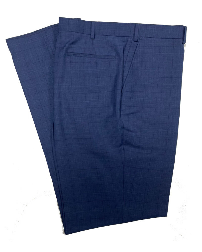 Eisenberg Eisenberg Blue Plaid Suit Separate FF Pants
