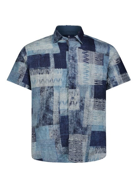 Luchiano Visconti Luchiano Visconti SS Navy Patchwork Shirt