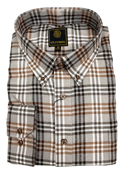 F/X Fusion F/X Fusion LS Flannel Melange Plaid-Grey/Brn