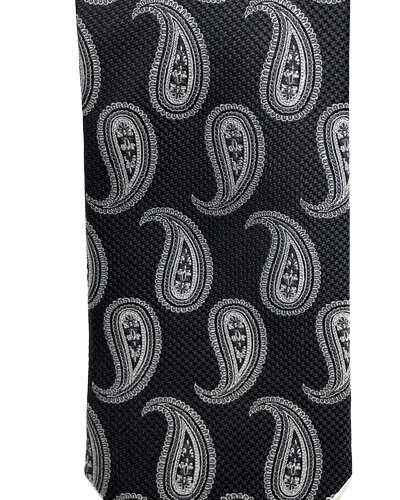 JZ Richards Dbl Xlong Tie-Black Paisley - Hensley's Big and Tall