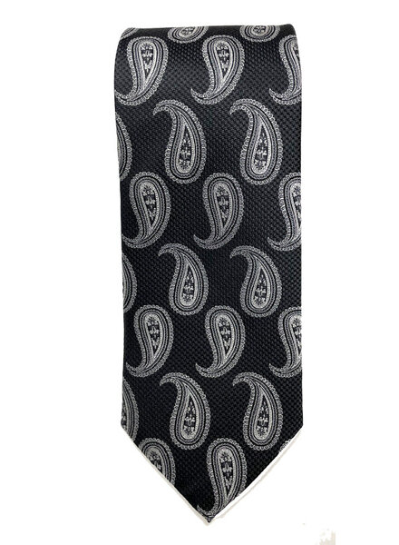 JZ Richards Dbl Xlong Tie-Black Paisley