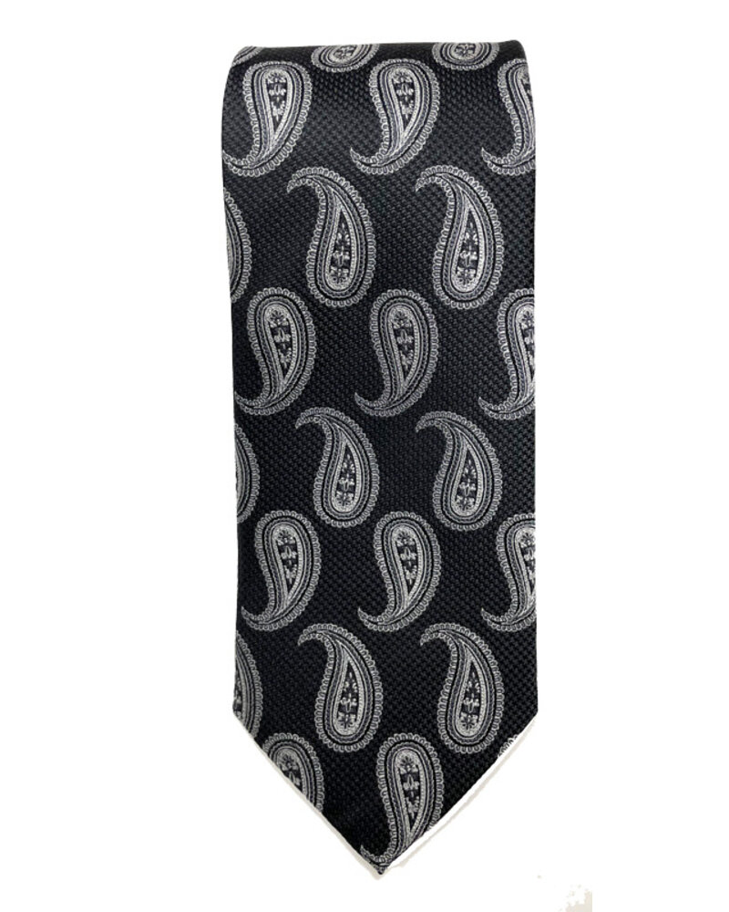 JZ Richards Dbl Xlong Tie-Black Paisley