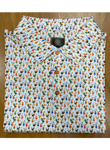 F/X Fusion F/X Fusion SS White Tropical Drinks Polo