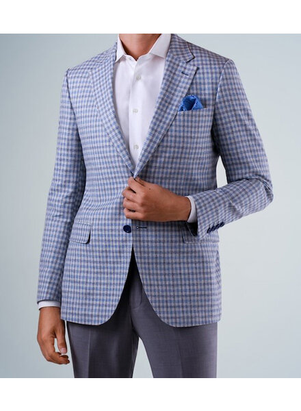 Baroni Baroni Grey/Blue Check Soft Coat