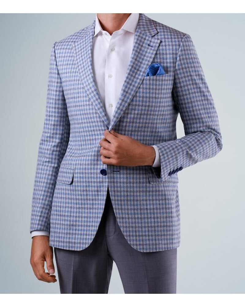 Baroni Baroni Grey/Blue Check Soft Coat