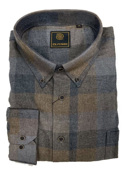 F/X Fusion F/X Fusion LS Flannel Large Check-Grey/Brn