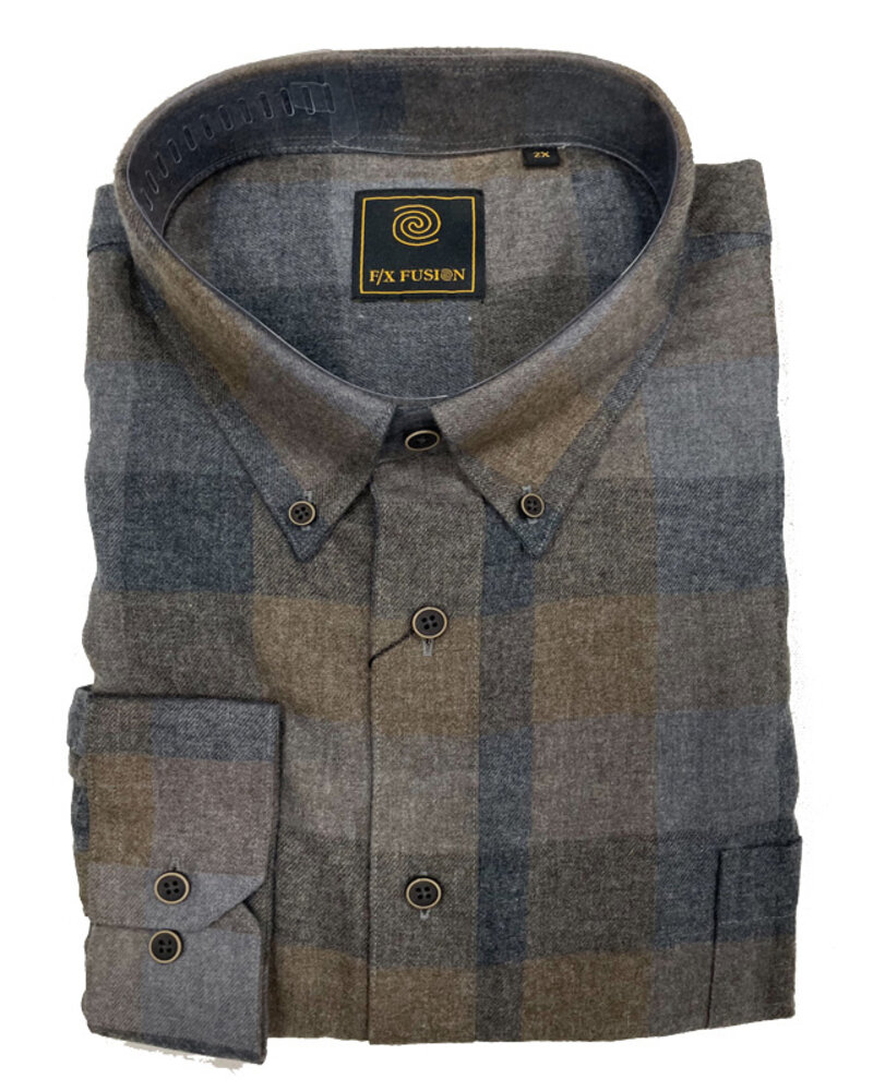 F/X Fusion F/X Fusion LS Flannel Large Check-Grey/Brn