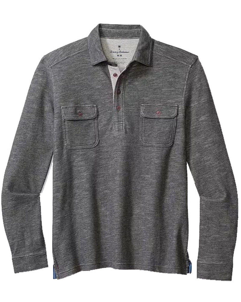 Tommy Bahama Tommy Bahama LS Penn Cove Polo-Char Hthr