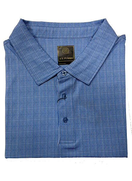 F/X Fusion F/X Fusion SS Blue Micro Gingham Polo