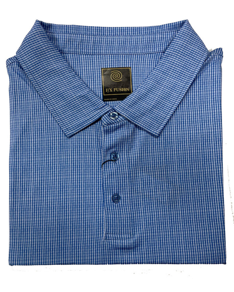 F/X Fusion F/X Fusion SS Blue Micro Gingham Polo