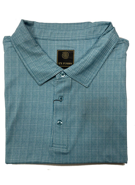 F/X Fusion F/X Fusion SS Teal Micro Gingham Polo