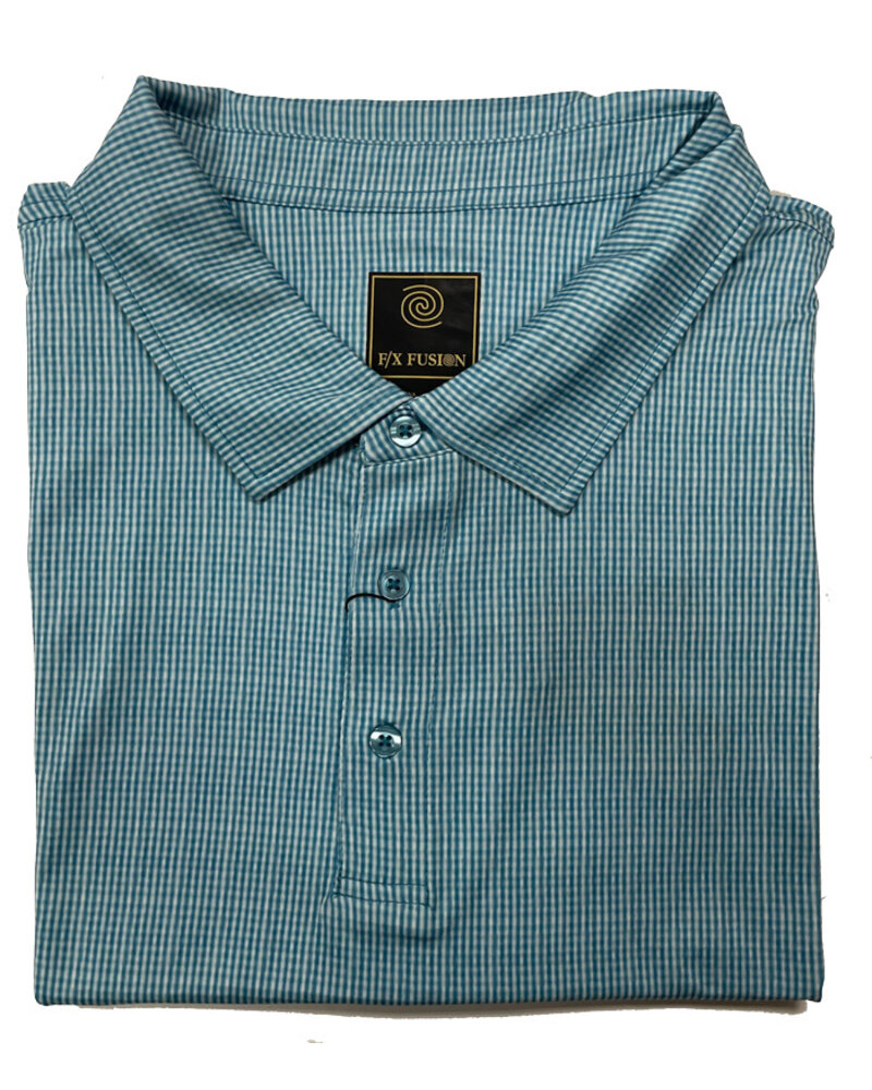 F/X Fusion F/X Fusion SS Teal Micro Gingham Polo