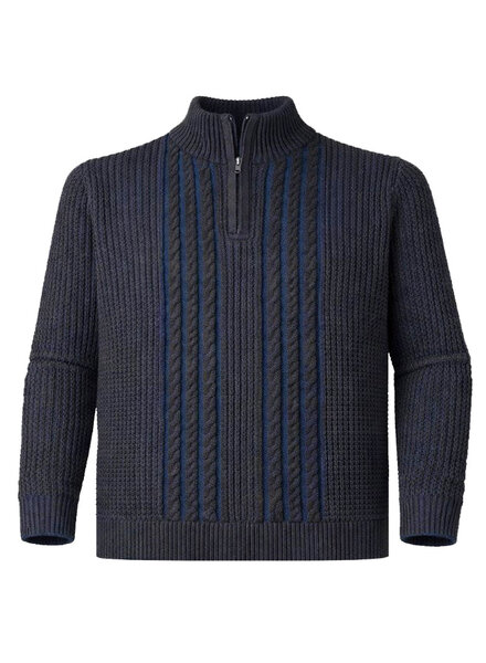 F/X Fusion F/X Fusion Plaited Zip Cable Sweater-Brown