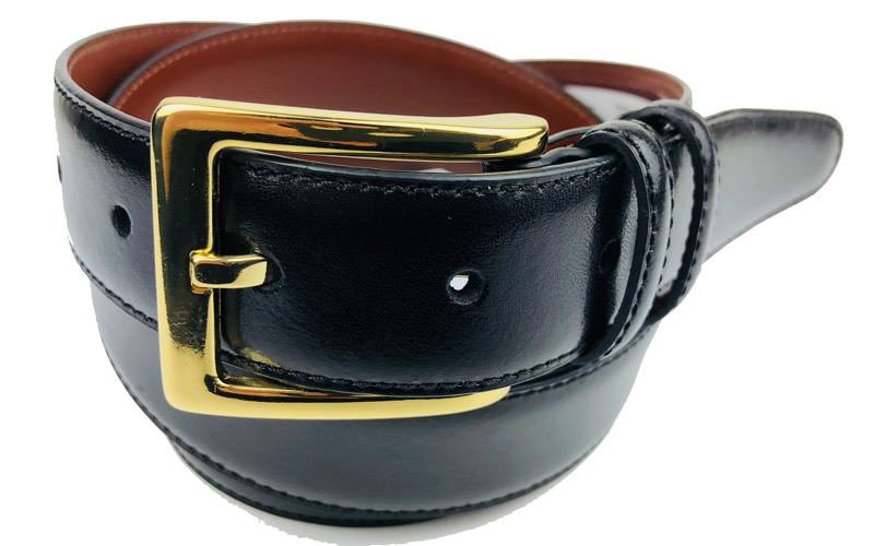 Torino Leather Black Antiqua Belt w/Brass