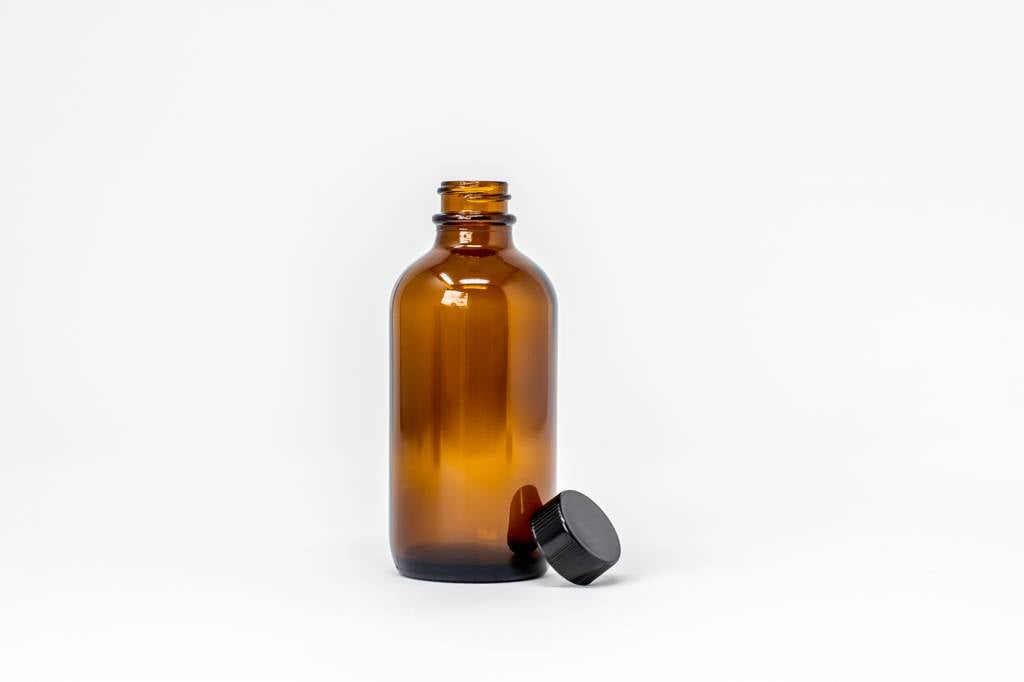 4 oz Amber Glass Bottle w/ Flat Lid