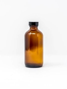 8 oz Amber Glass Bottles W/Flat Lid