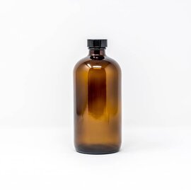 16 oz Amber Glass Bottles W/Flat Lid