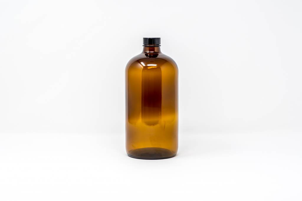 32 oz Amber Glass Bottle with Lid for sale