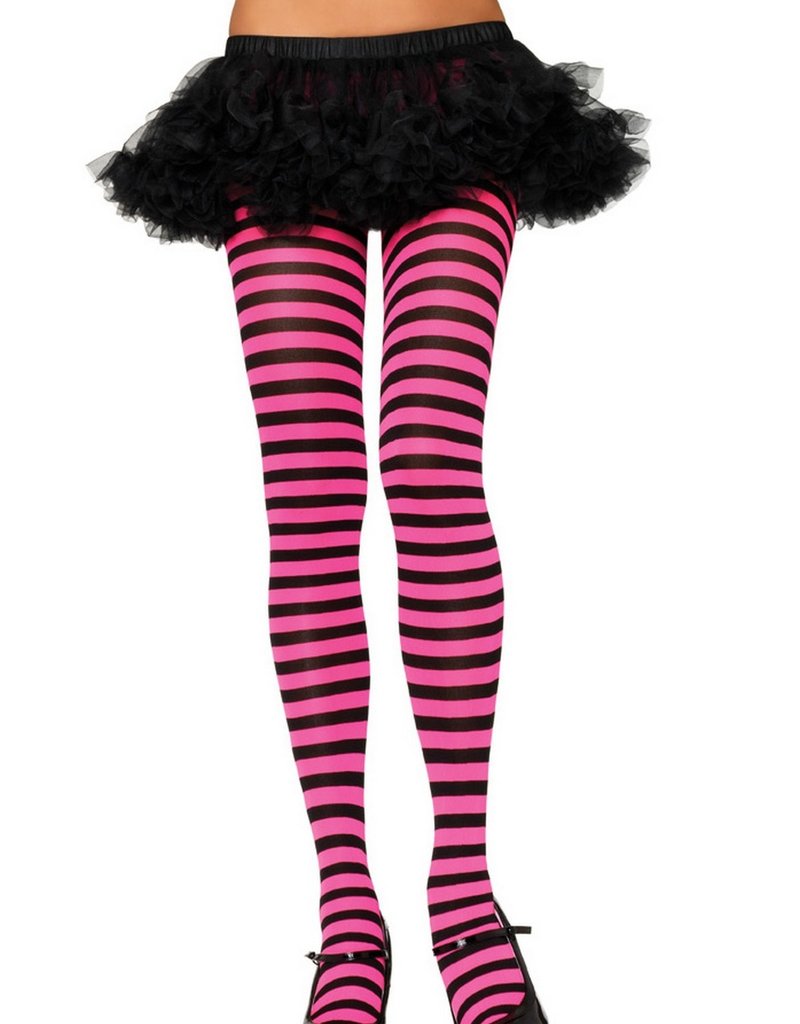 Hot Topic Leg Avenue Black & Hot Pink Stripe Tights