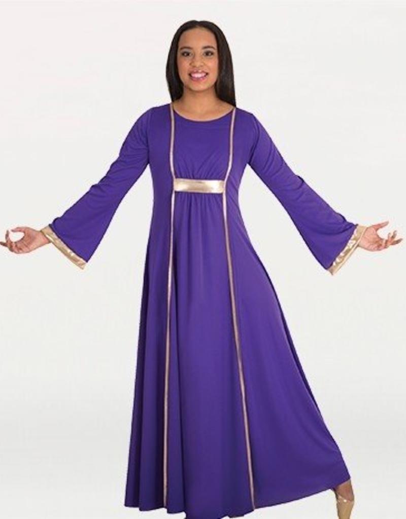 Polyester Princess Seam Dress with Bell Sleeves 