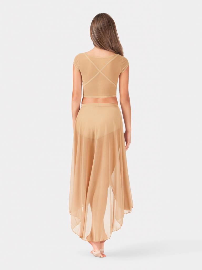 【U LAN】Berry Stripe Hood Flare Wrap Skirt Set Silk Skirt Set With Flare Sleeve Top, Boho+ Hippie Two Piece