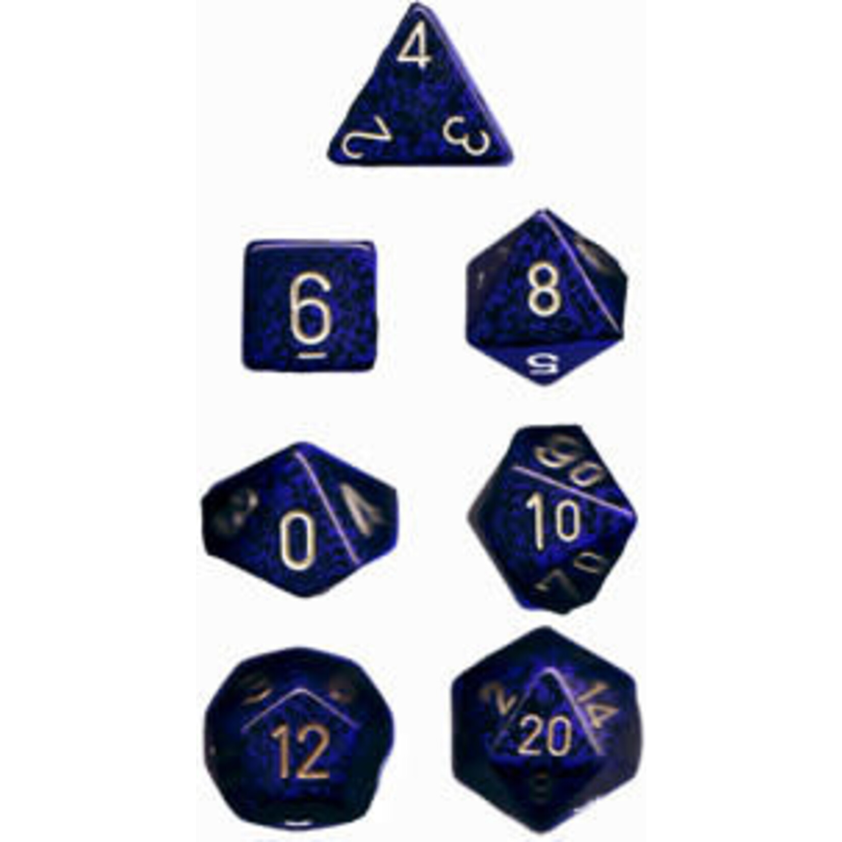 Chessex Speckled Golden Cobalt Polyhedral 7-Dice Set