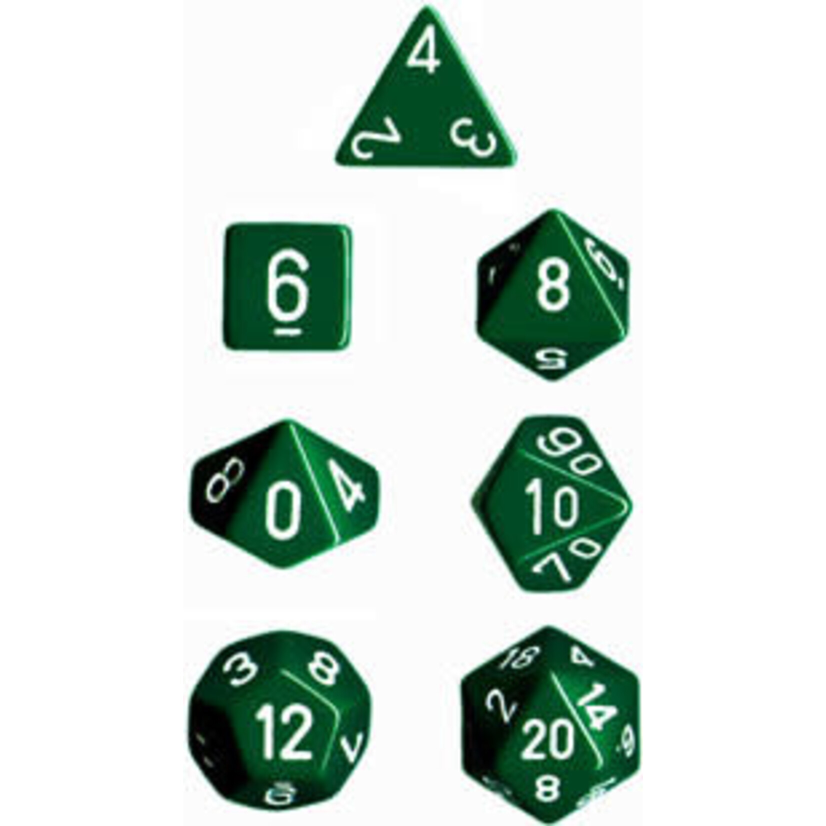 Chessex Opaque Poly Green/White (7)