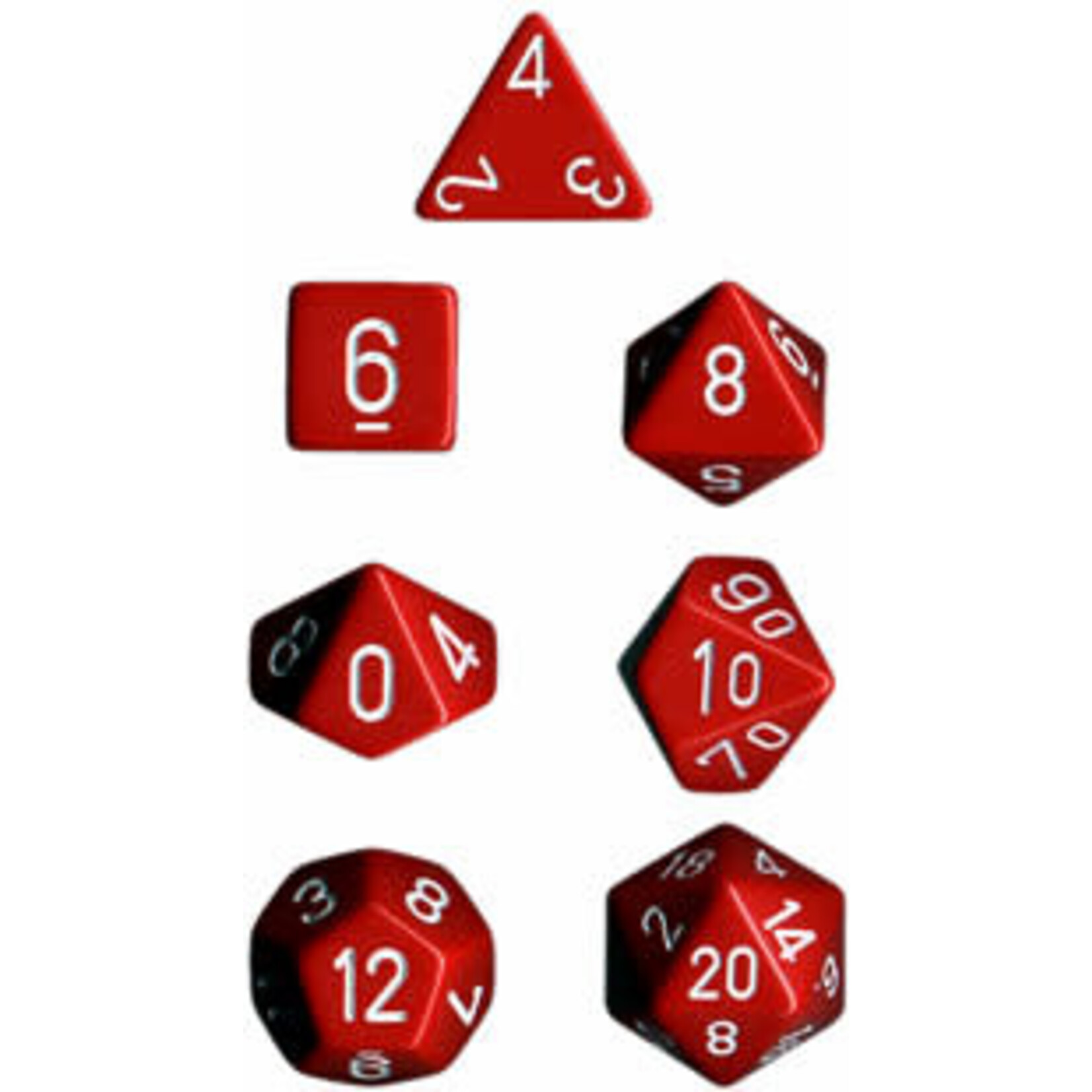 Chessex Opaque Red/white Polyhedral 7-Dice Set