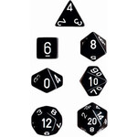 Chessex Opaque Black/white Polyhedral 7-Dice Set