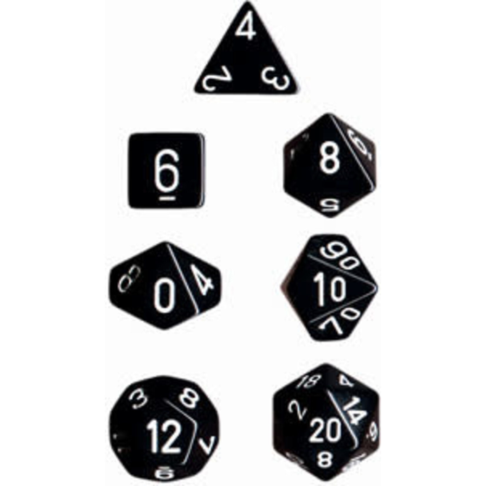 Chessex Opaque Black/white Polyhedral 7-Dice Set