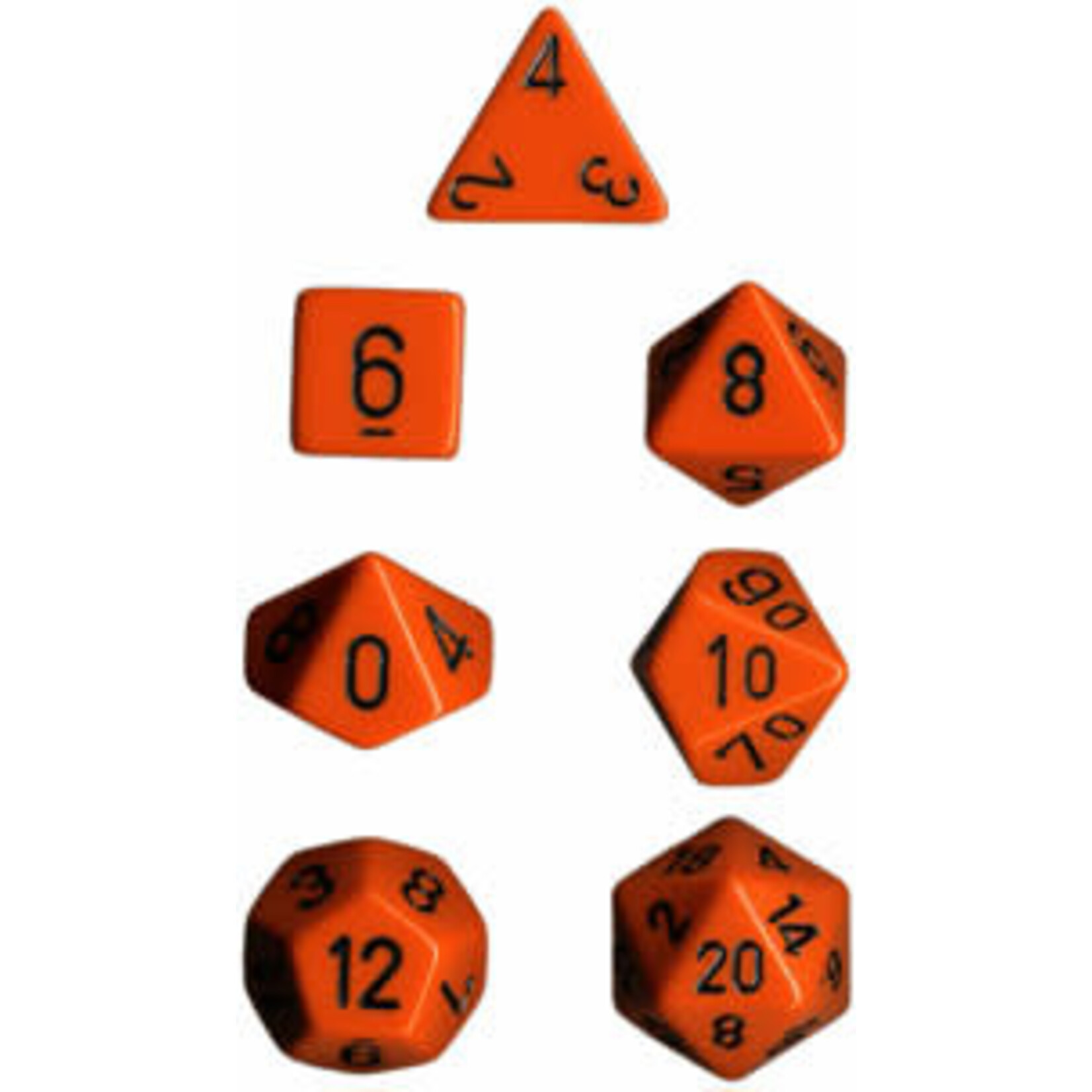 Chessex Opaque Orange/black Polyhedral 7-Dice Set