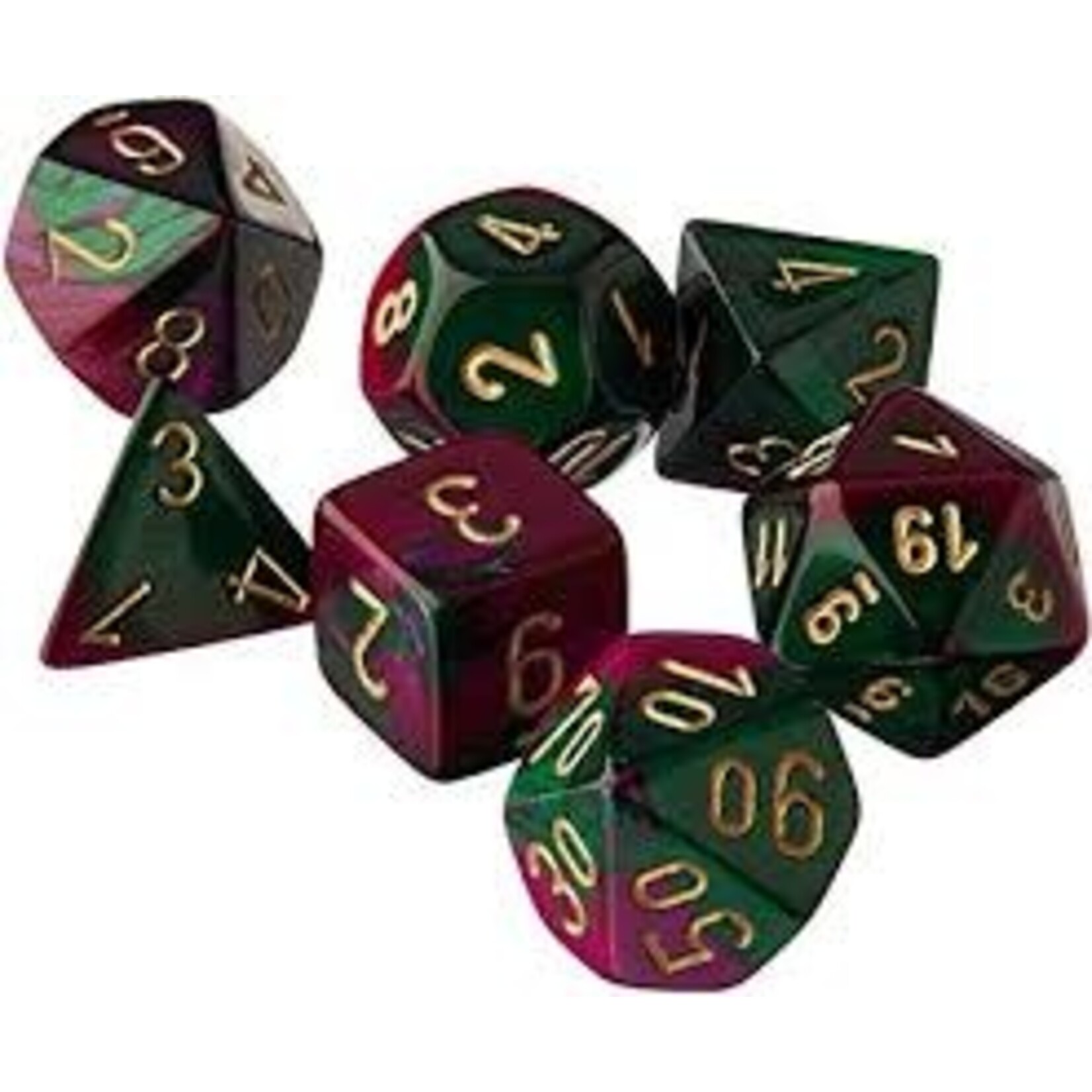 Chessex Gemini Green-Purple/gold Polyhedral 7-Dice Set