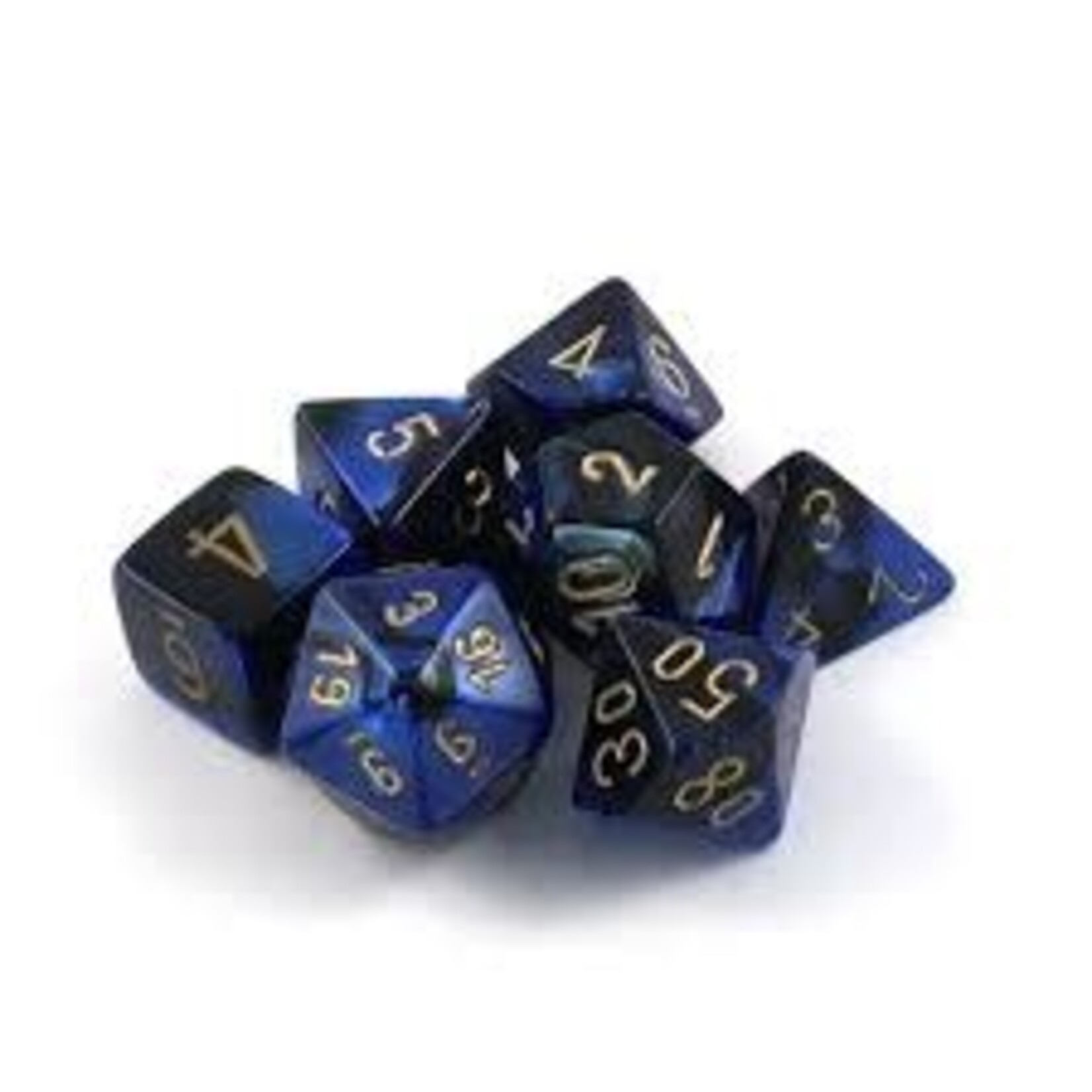 Chessex Gemini Black-Blue/gold Polyhedral 7-Dice Set