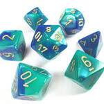 Chessex Gemini Blue-Teal/gold Polyhedral 7-Dice Set