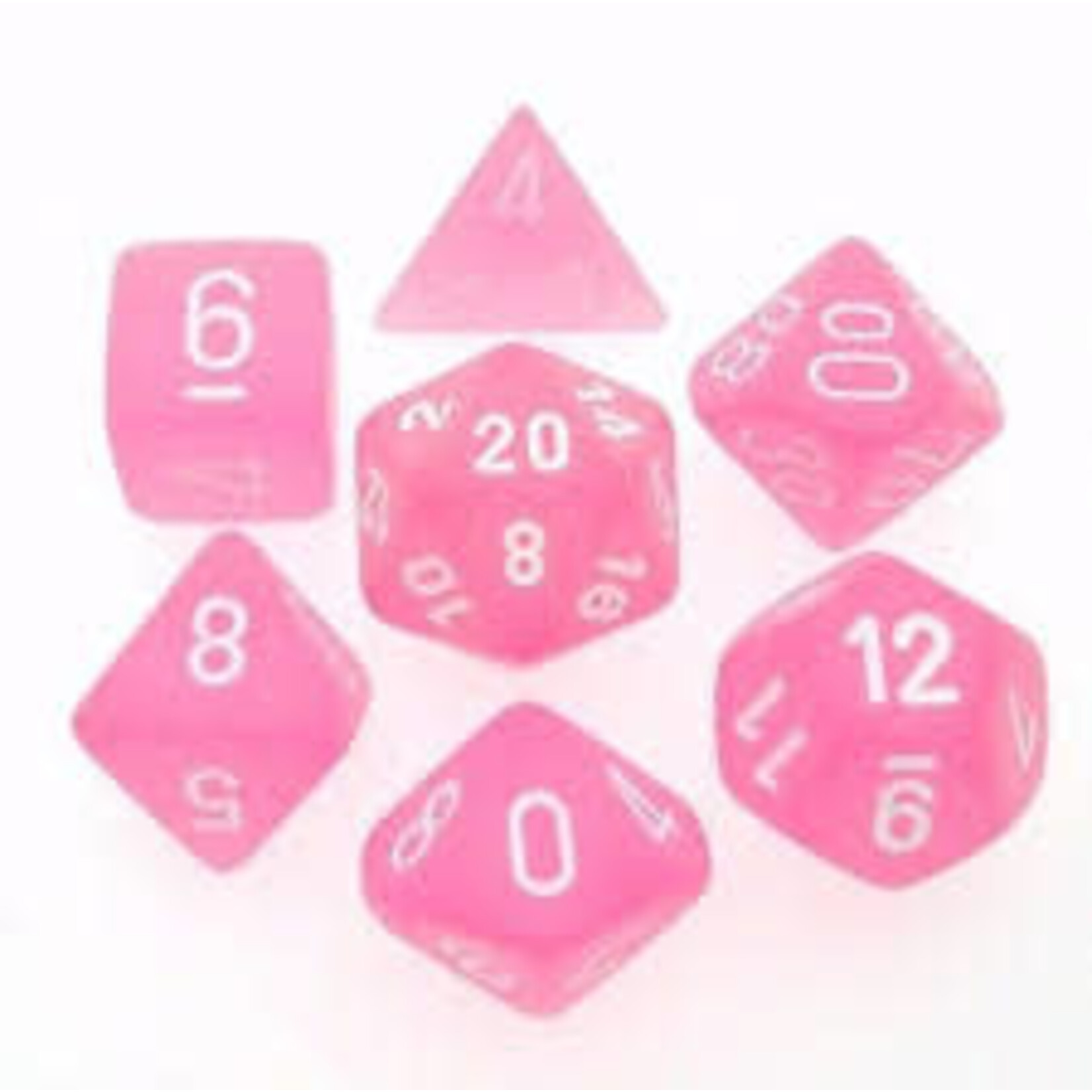 Chessex Frosted Pink/white Polyhedral 7-Dice Set