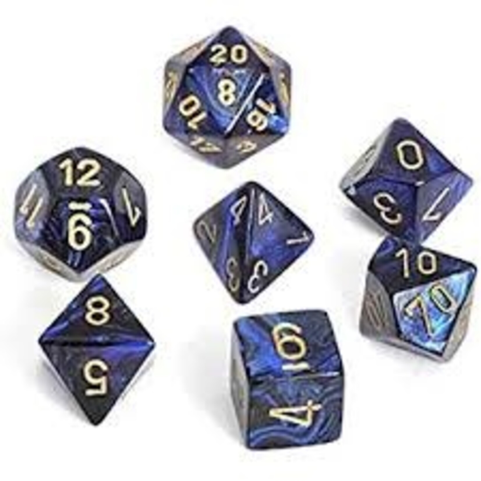 Chessex Scarab Royal Blue/gold Polyhedral 7-Dice Set