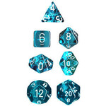 Chessex Translucent Teal/white Polyhedral 7-Dice Set