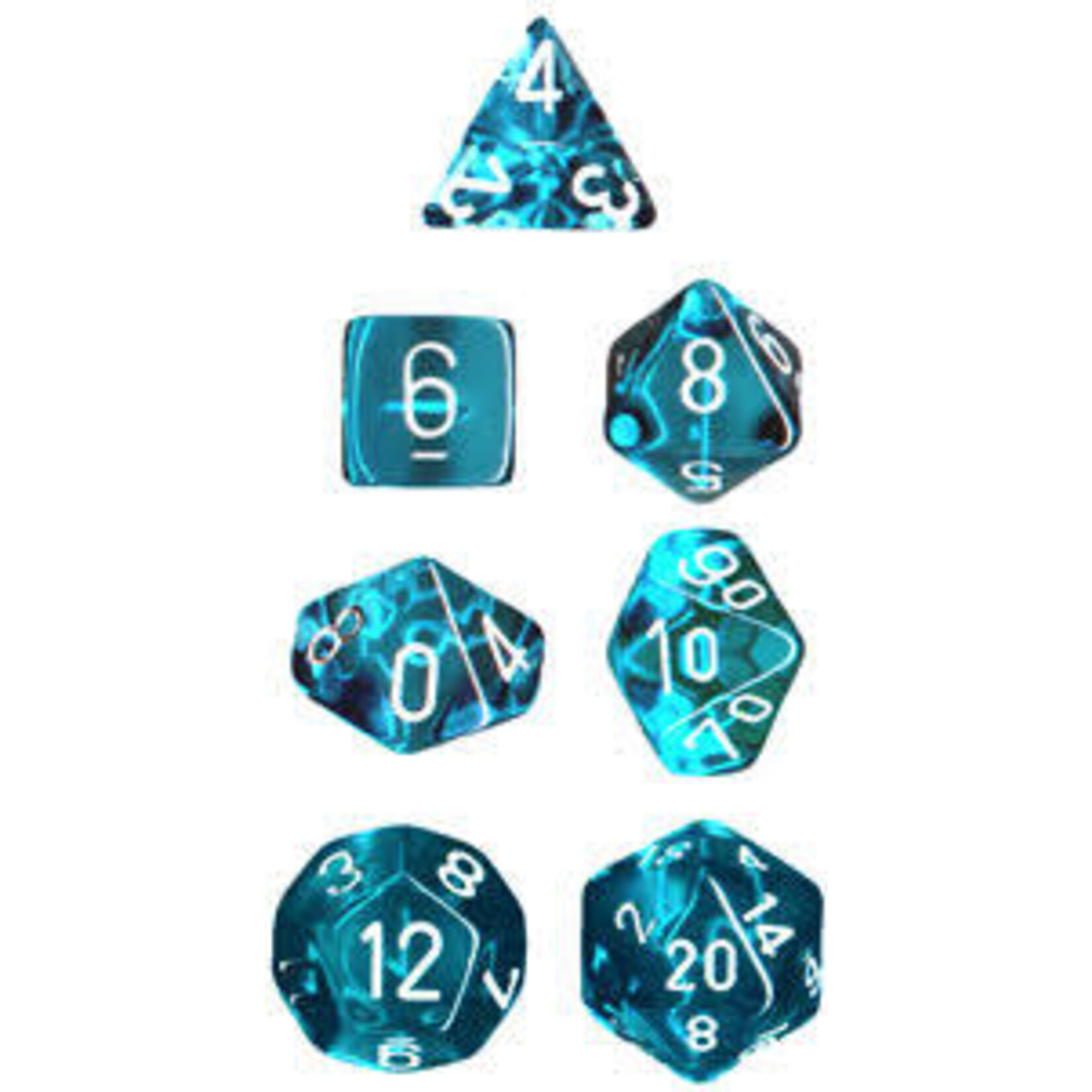 Chessex Translucent: Poly Teal/White (7) Revised