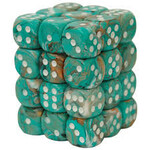 Chessex Marble Oxi-Copper/white 12mm d6 Dice Block (36 dice)