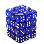 Chessex Translucent Blue/white 12mm d6 Dice Block (36 dice)